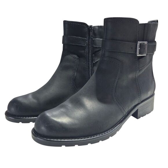 Clarks Collection Women Black Leather Ankle Boots Orinoco Bend Size 10W Zipper - Picture 14 of 16